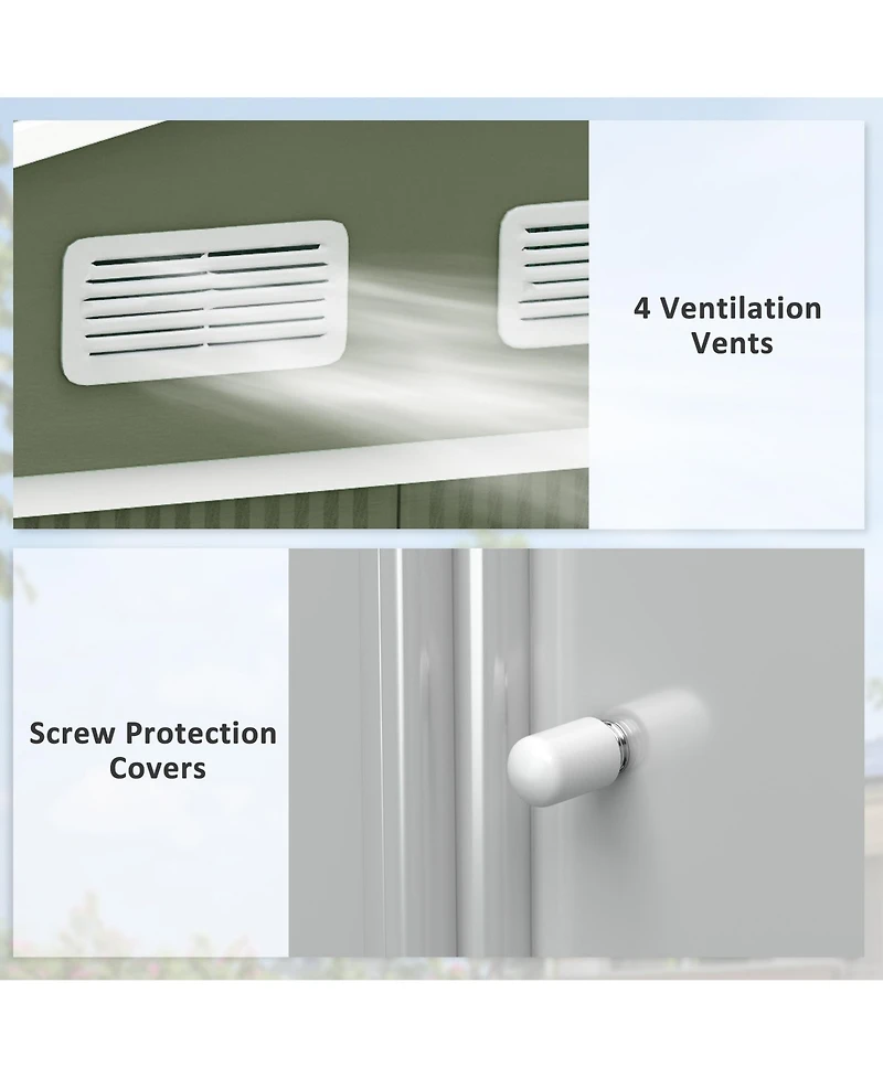 Outsunny 9' x 6' Storage Shed Garden Tool House w/ Vents Doors