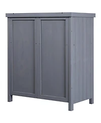Outsunny Wooden 36.25 in x 31.5 in Garden Storage Tool Shed with Galvanized Top,