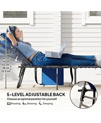 Outsunny Folding Chaise Lounge ning Chair w/ Adjustable Back