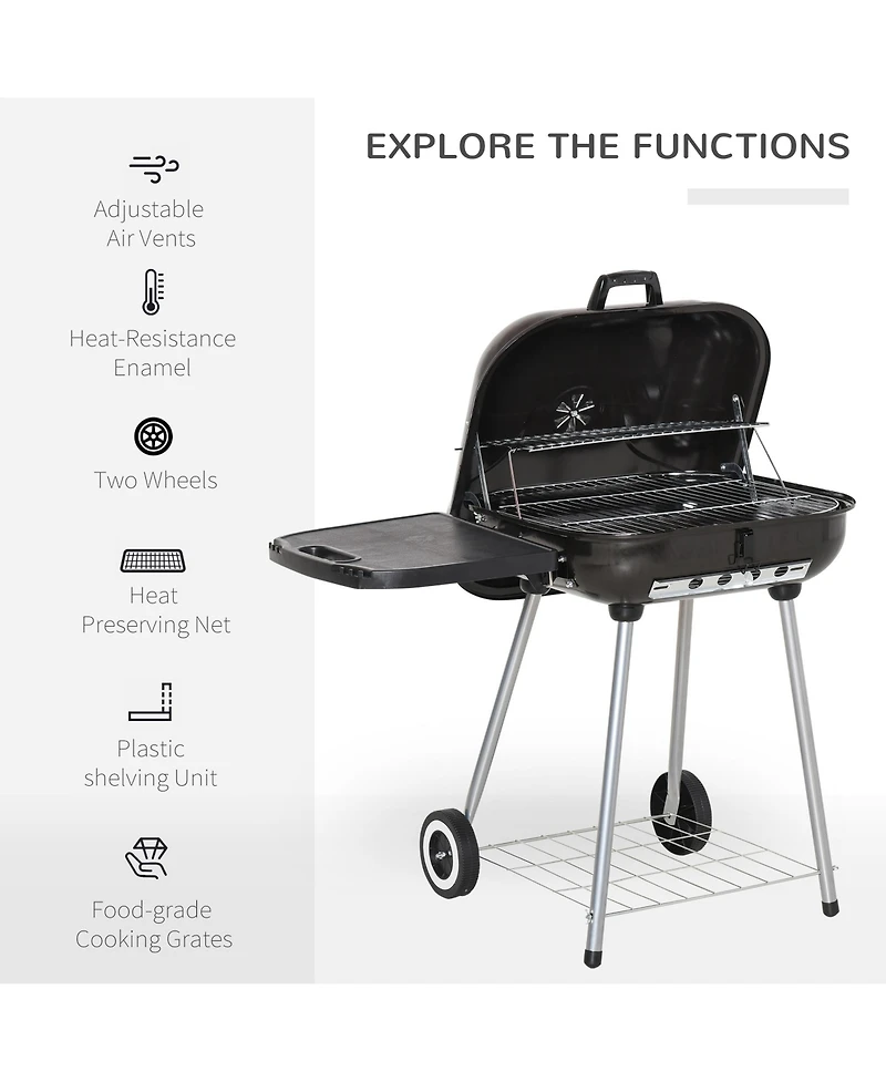 Outsunny 22 inch Portable Bbq Charcoal Steel Grill Camping Backyard Cooking