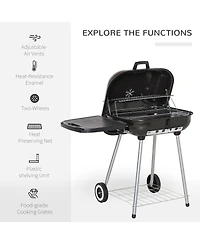 Outsunny 22 inch Portable Bbq Charcoal Steel Grill Camping Backyard Cooking