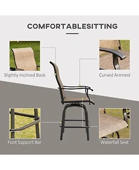 Outsunny Set of 2 Outdoor Swivel Bar Stools for Backyard Balcony Poolside