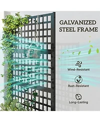 Outsunny Metal Planter Box with Trellis, Drain Holes, 43"x16"x70",