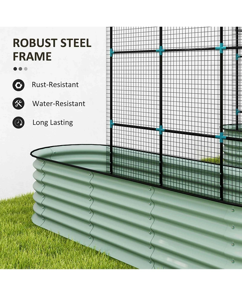 Outsunny Raised Garden Beds with Arch Trellis, Galvanized Planter Box