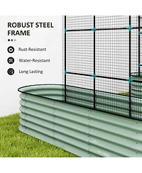 Outsunny Raised Garden Beds with Arch Trellis, Galvanized Planter Box