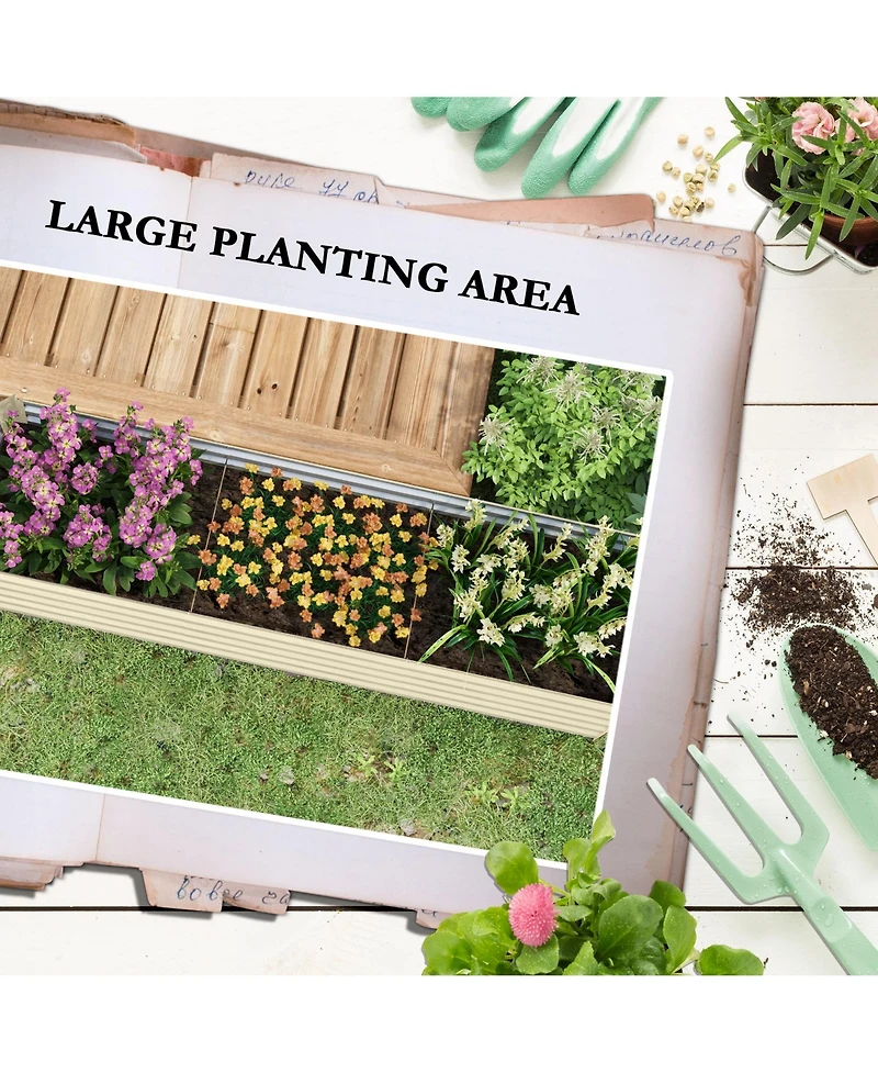 Outsunny 8x2x1ft Galvanized Raised Garden Bed Large Elevated Planter Box