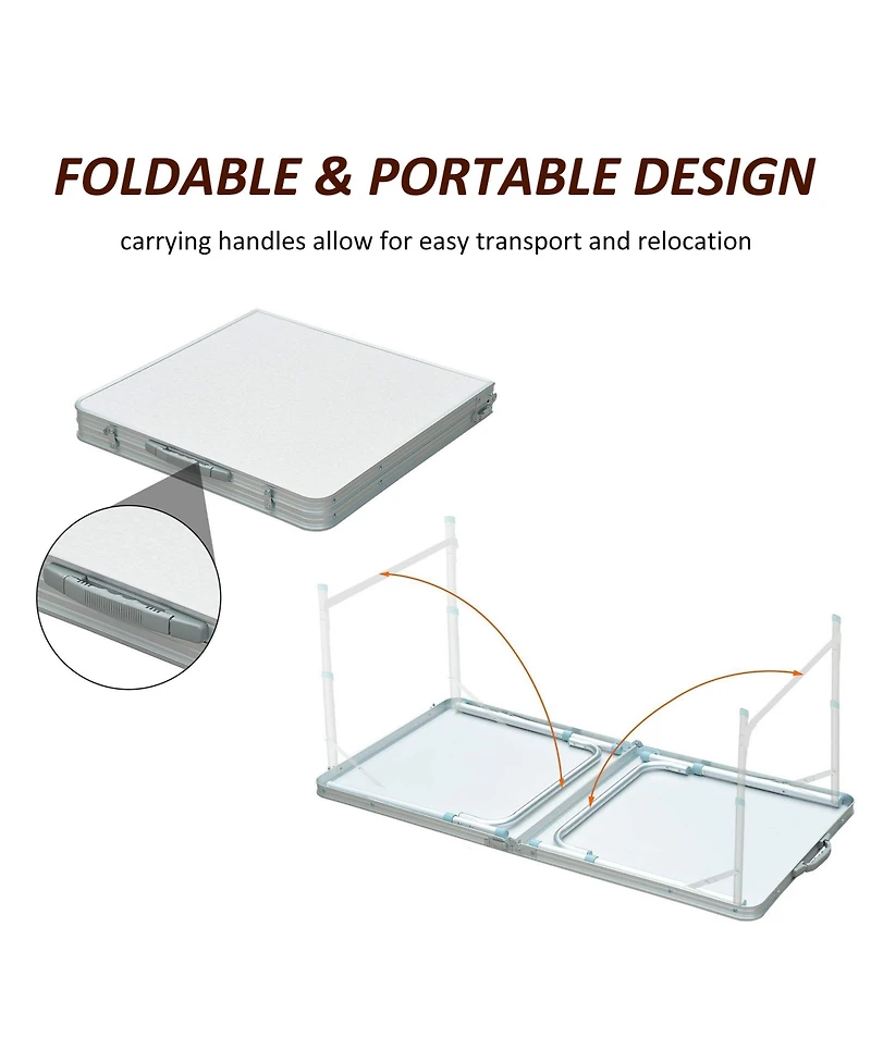 4FT Aluminum Adjustable Folding Camp Table with Mdf Top