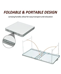 4FT Aluminum Adjustable Folding Camp Table with Mdf Top
