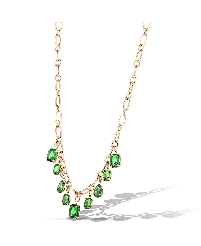 Jessica Simpson Green Gem Drop Charm Necklace in Gold-Tone Chain