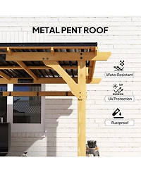 Outsunny 13' x 6' Wooden Grill Gazebo, Hardtop Outdoor Bbq Gazebo, Natural