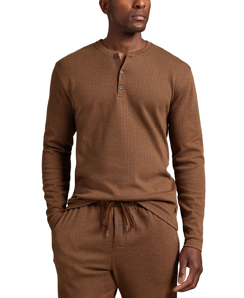 Polo Ralph Lauren Men's Long Sleeve Herringbone Henley Sleep Shirt