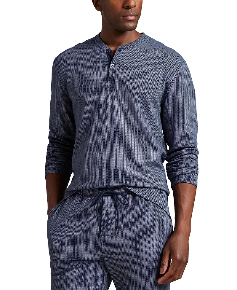 Polo Ralph Lauren Men's Long Sleeve Herringbone Henley Sleep Shirt