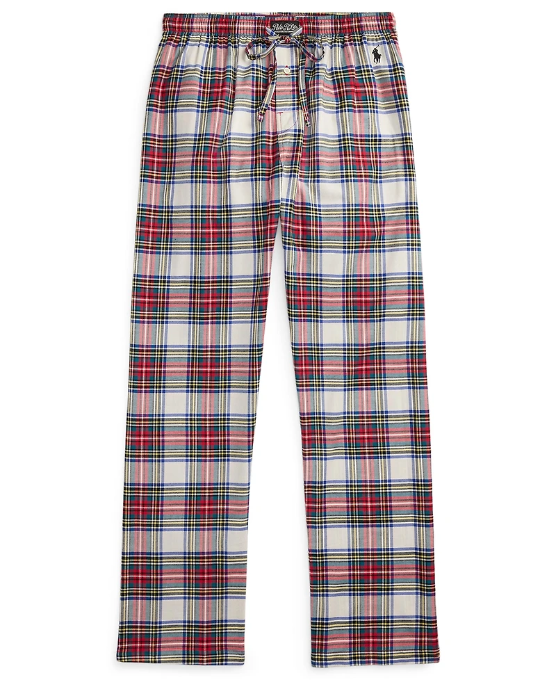 Polo Ralph Lauren Men's Plaid Pattern Flannel Yarn Dyed Drawstring Pajama Pants