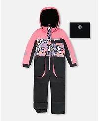 Deux par Girl One-Piece Play Snowsuit Black Retro Flower Print