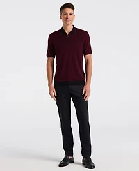 Perry Ellis Men's Bi-Color Stitch Quarter-Zip Short Sleeve Polo Shirt