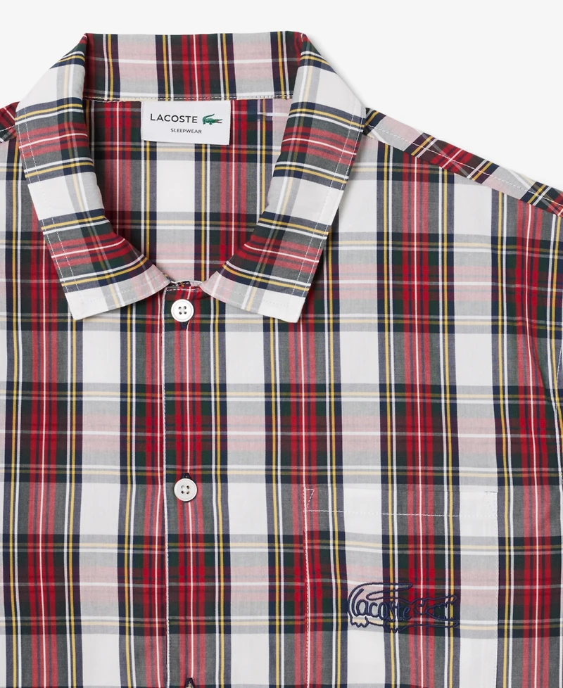 Lacoste Men's Plaid Pattern Pajama Set
