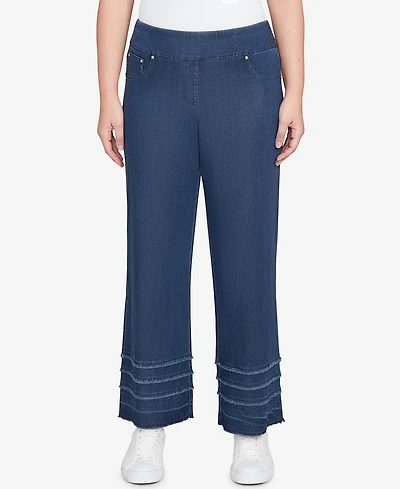 Ruby Rd. Petite Stretch Fringe Pull On Ankle Jeans