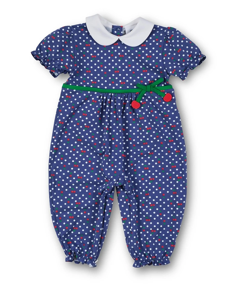 Florence Eiseman Baby Girls Polka Dot Cherry Printed Knit Longall