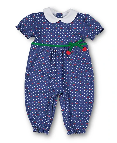 Florence Eiseman Baby Girls Polka Dot Cherry Printed Knit Longall