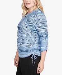 Alfred Dunner Petite Spliced Textured Stripe Knit Top