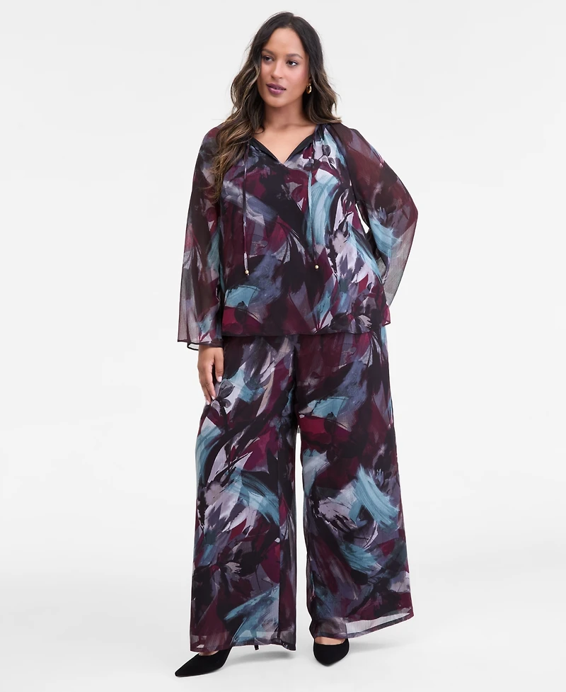 I.n.c. International Concepts Plus Printed Tie-Front Blouse, Macy's Exclusive