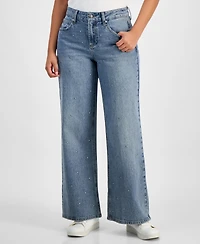 And Now This Petite Studded Wide-Leg Jeans, Macy's Exclusive