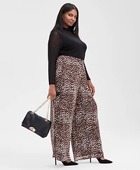 I.n.c. International Concepts Plus Printed Crinkle Chiffon Wide-Leg Pants, Macy's Exclusive