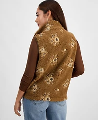 And Now This Petite Embroidered Sherpa Fleece Vest, Macy's Exclusive