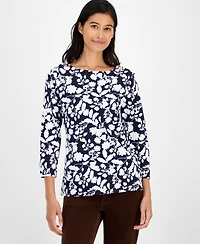 Tommy Hilfiger Women's Button-Trim 3/4-Sleeve Top