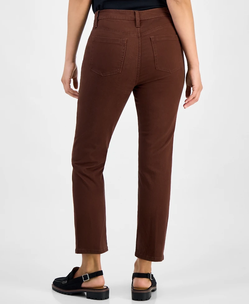 Style & Co Petite High Rise Natural Straight-Leg Jeans, Created for Macy's