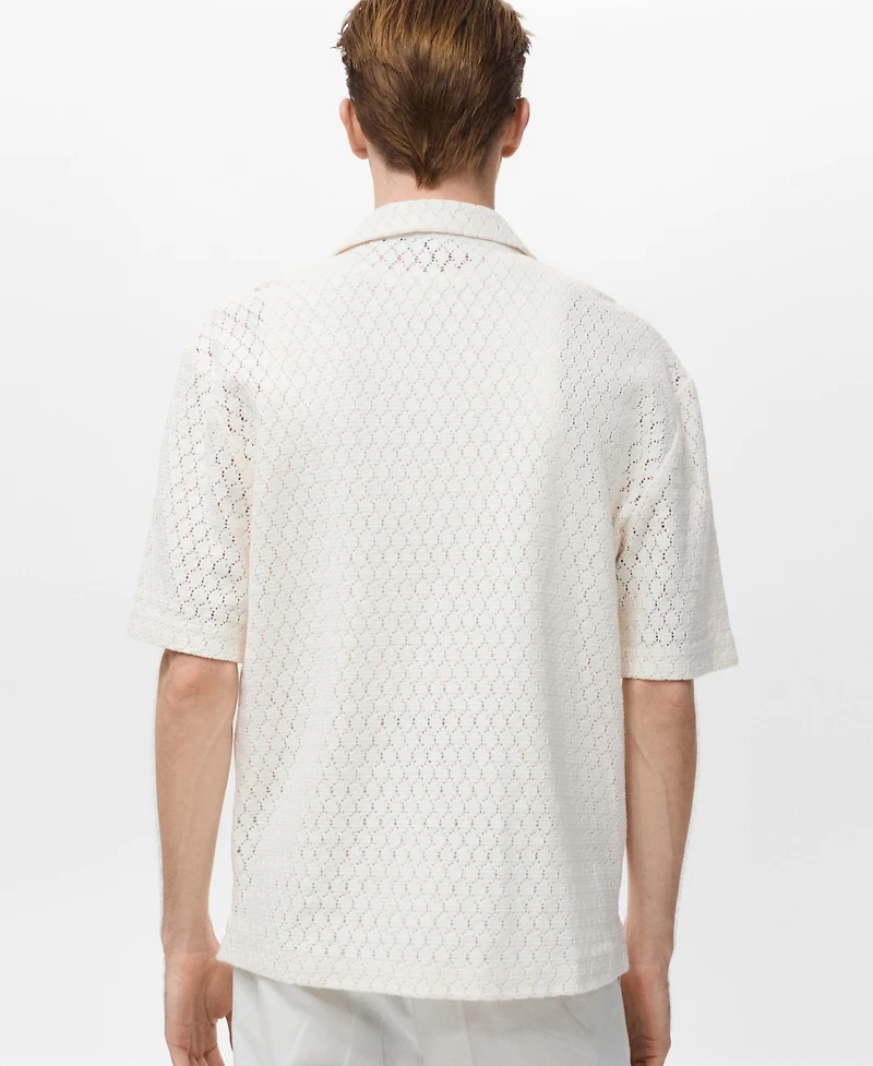 Mango Men's Openwork Detail Cotton Shirt