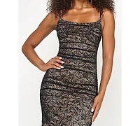 Emerald Sundae Juniors' Sleeveless Lace Corset Back Gown
