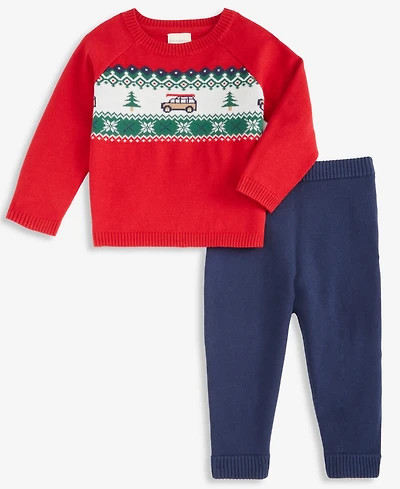 First Impressions Baby Boys Holiday Fair Isle Sweater & Pants, 2-Piece Set, Macy's Exclusive