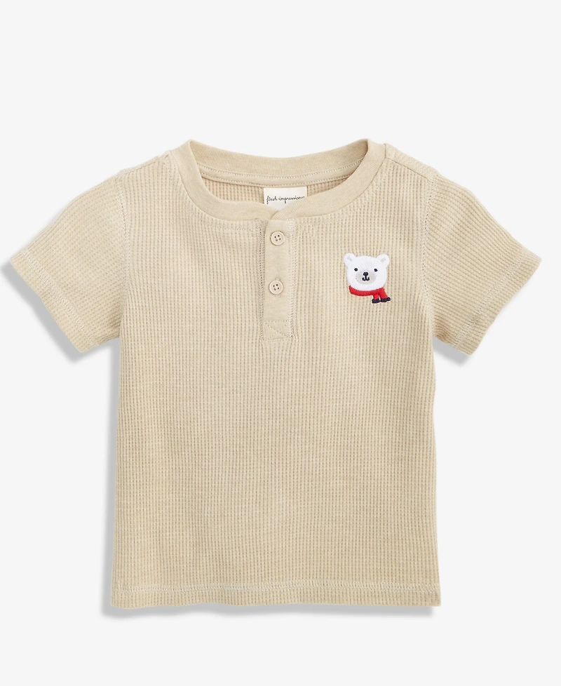 First Impressions Baby Boys Long-Sleeve Polar Bear Waffle Henley T-Shirt, Macy's Exclusive