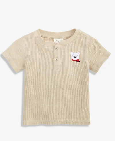 First Impressions Baby Boys Long-Sleeve Polar Bear Waffle Henley T-Shirt, Macy's Exclusive