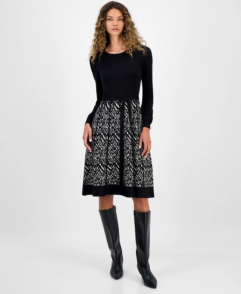 Robbie Bee Women's Colorblock Long-Sleeve Sweater Dress