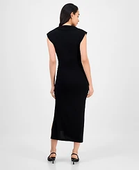 Robbie Bee Women's Funnel-Neck Ruched Bodycon Dress