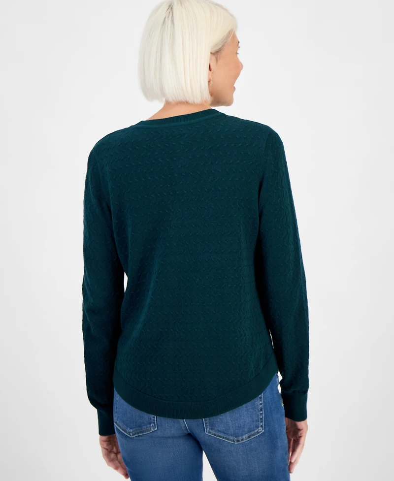 Style & Co Petite Cotton Pointelle Knit Sweater, Macy's Exclusive