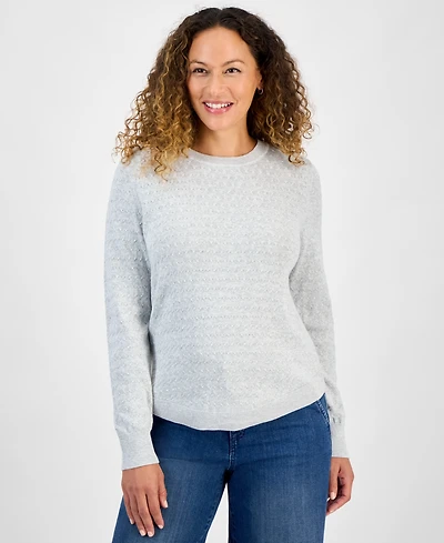 Style & Co Petite Cotton Pointelle Knit Sweater, Macy's Exclusive