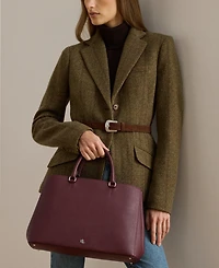Lauren Ralph Crosshatch Leather Large Hanna Satchel