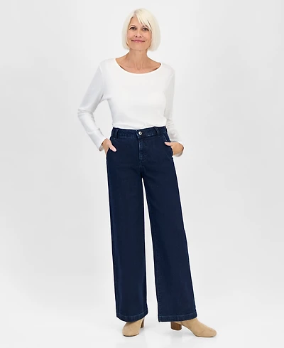 Style & Co Petite High-Rise Wide-Leg Jeans, Macy's Exclusive