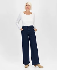 Style & Co Petite High-Rise Wide-Leg Jeans, Macy's Exclusive