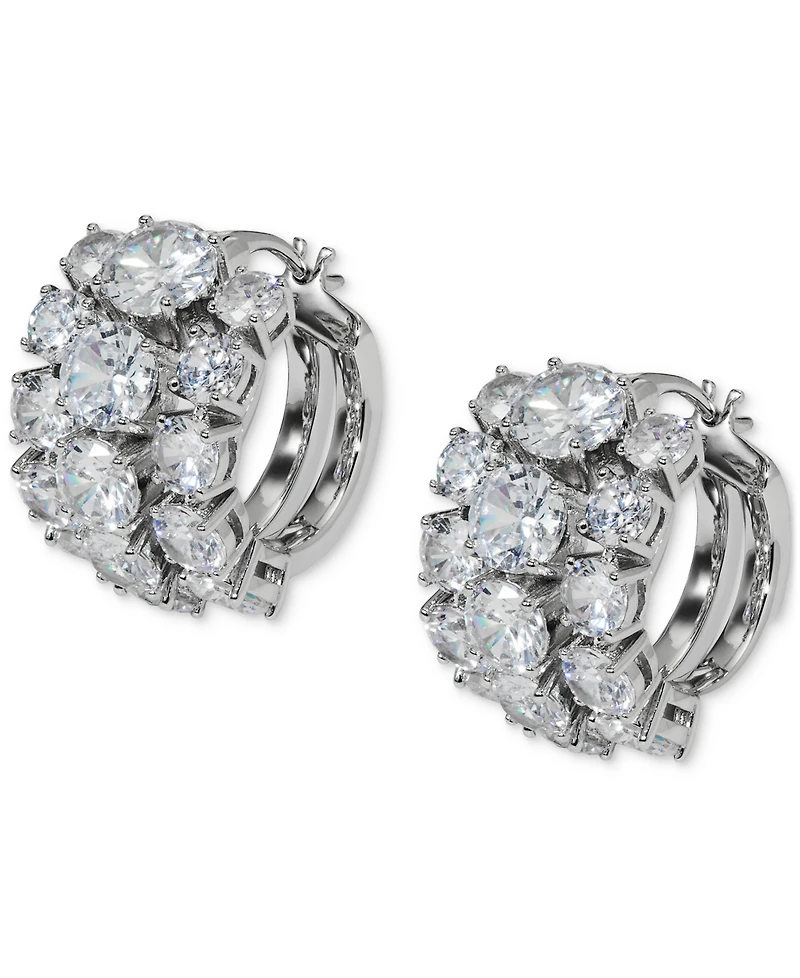 Eliot Danori Small Cubic Zirconia Triple-Row Hoop Earrings, 0.75"