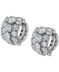 Eliot Danori Small Cubic Zirconia Triple-Row Hoop Earrings, 0.75"