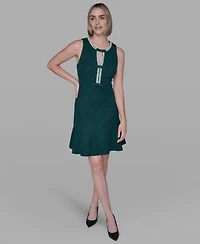 Karl Lagerfeld Paris Women's Embellished Knit Tweed A-line Dress