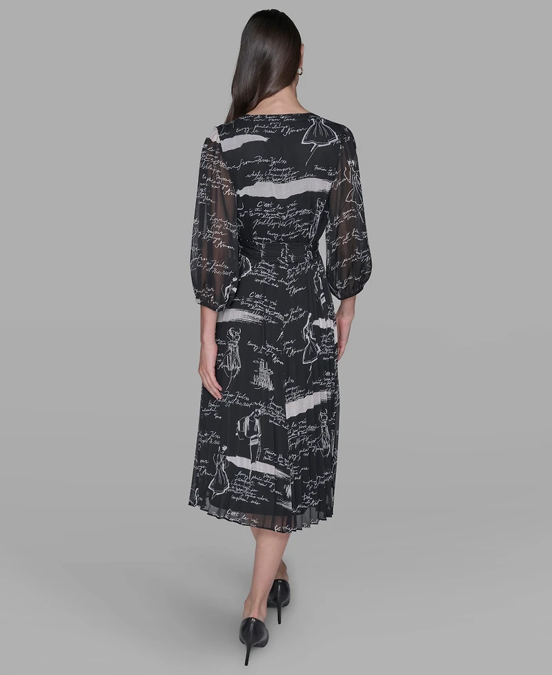 Karl Lagerfeld Paris Women's Surplice Chiffon Shirtdress