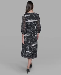 Karl Lagerfeld Paris Women's Surplice Chiffon Shirtdress