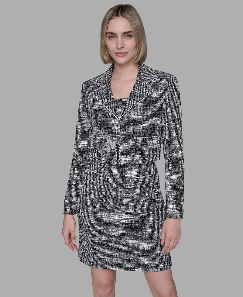 Karl Lagerfeld Paris Women's Metallic Knit Tweed Jacket Dress