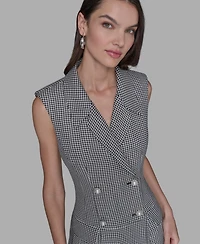Karl Lagerfeld Paris Women's Houndstooth Notched Collar Jacket Dress