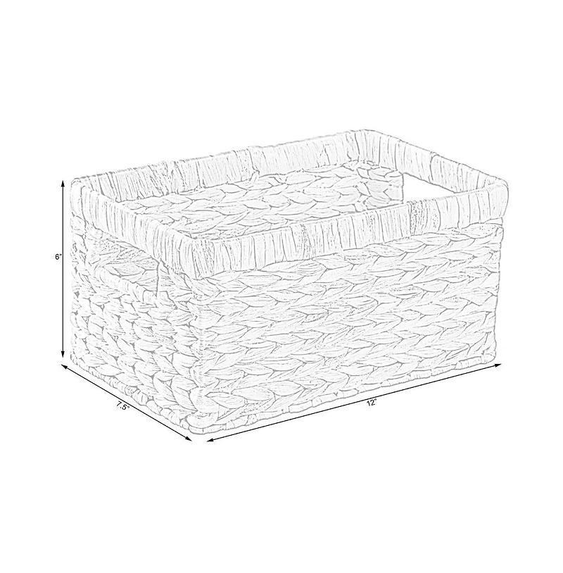 Wickerwise Natural Woven Water Hyacinth Wicker Rectangular Storage Bin Basket with Handles